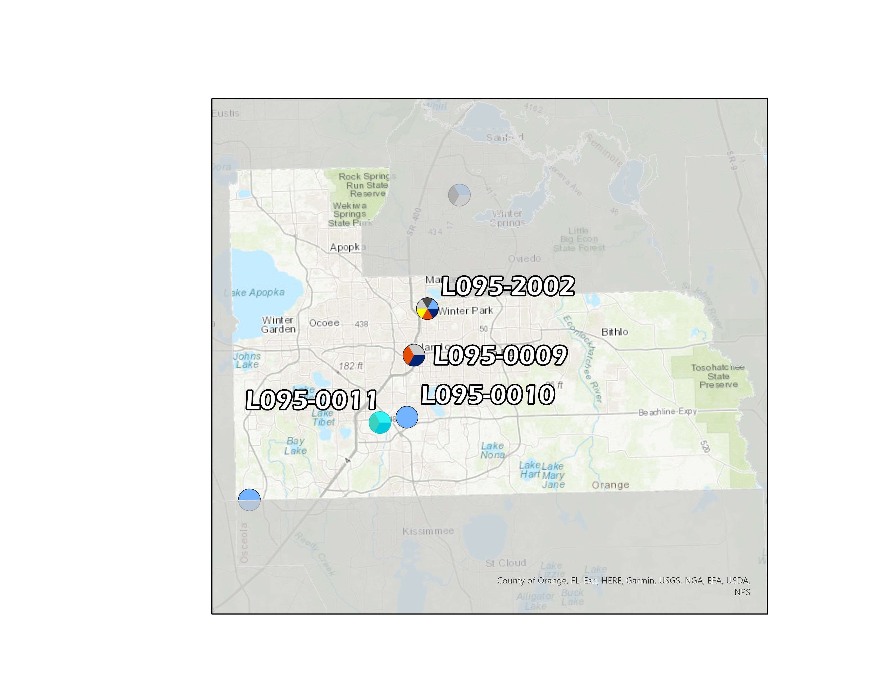 Orange County map of air quality stations