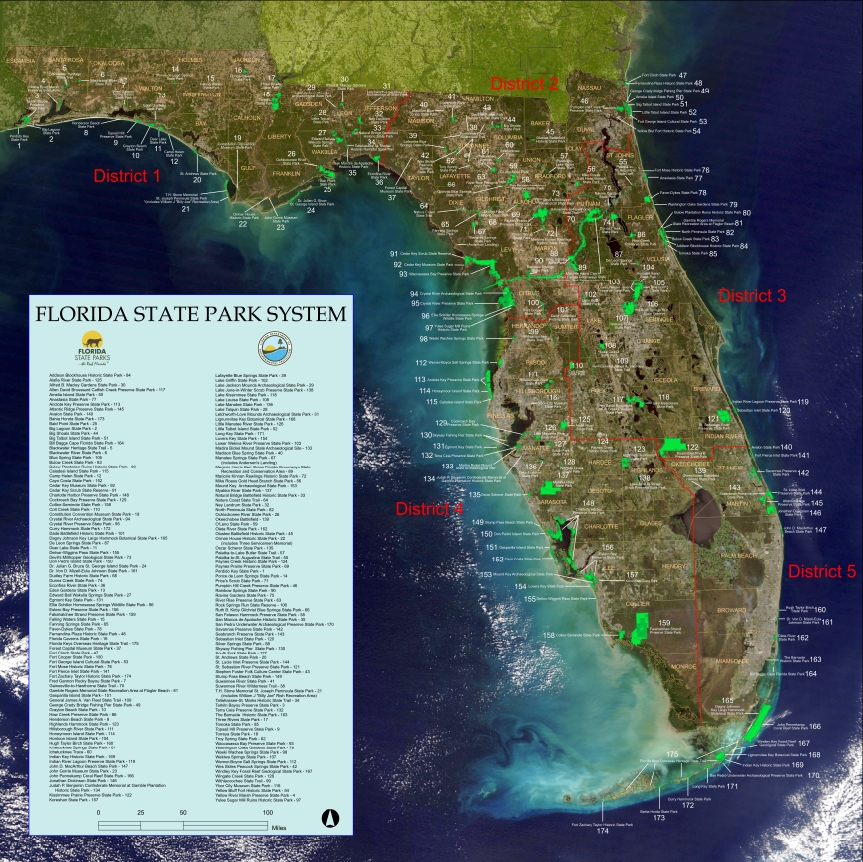 Map showing all Florida State parks