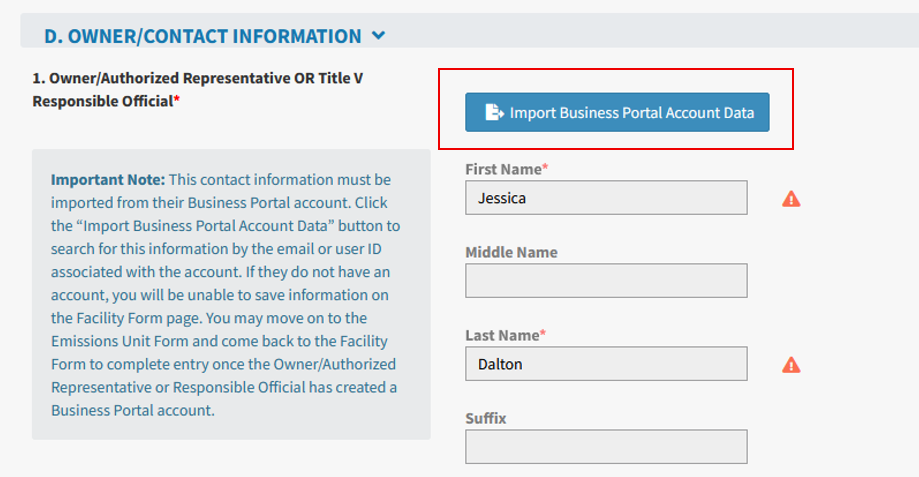 Owner Contact Information