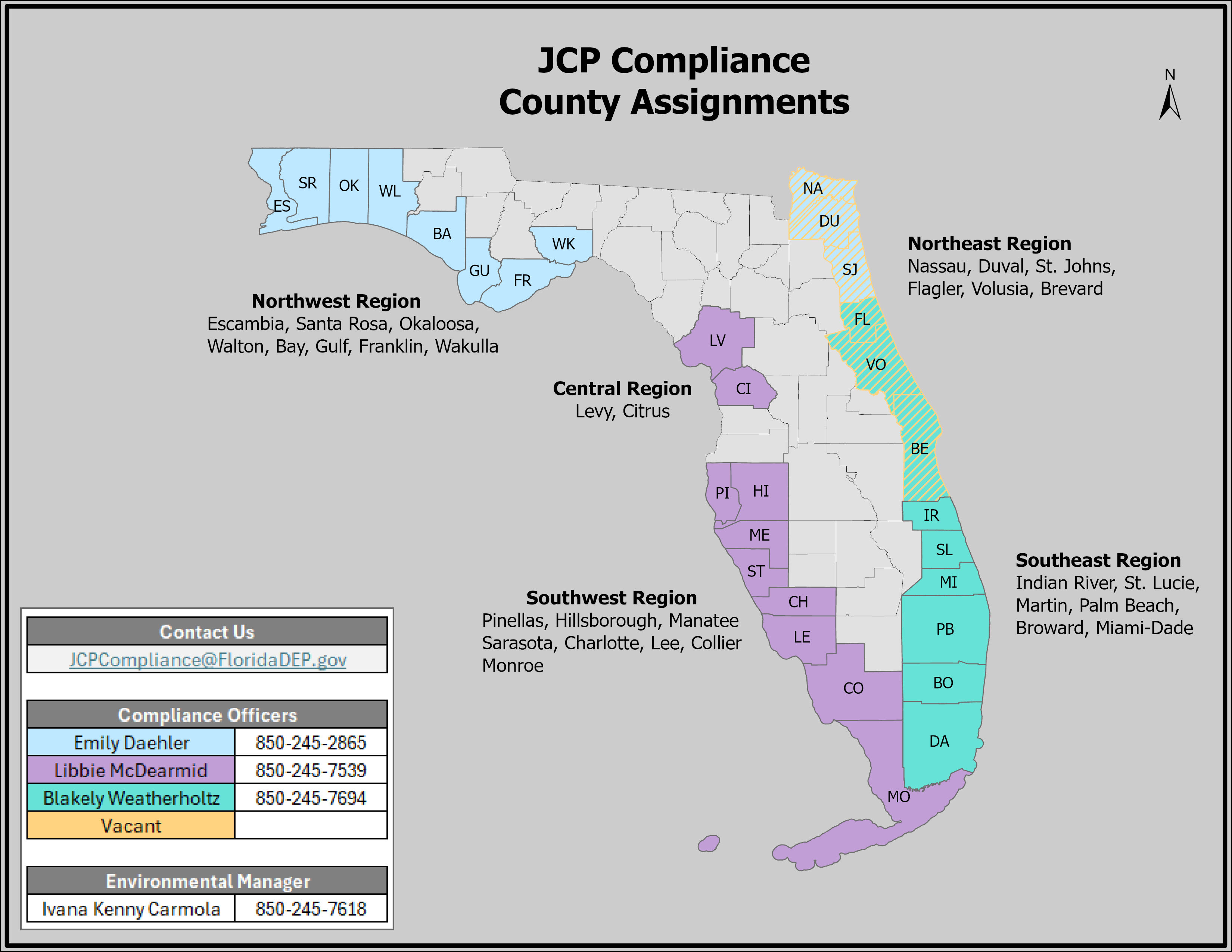 JCP Compliance Officers and Project Construction Status map 20260914