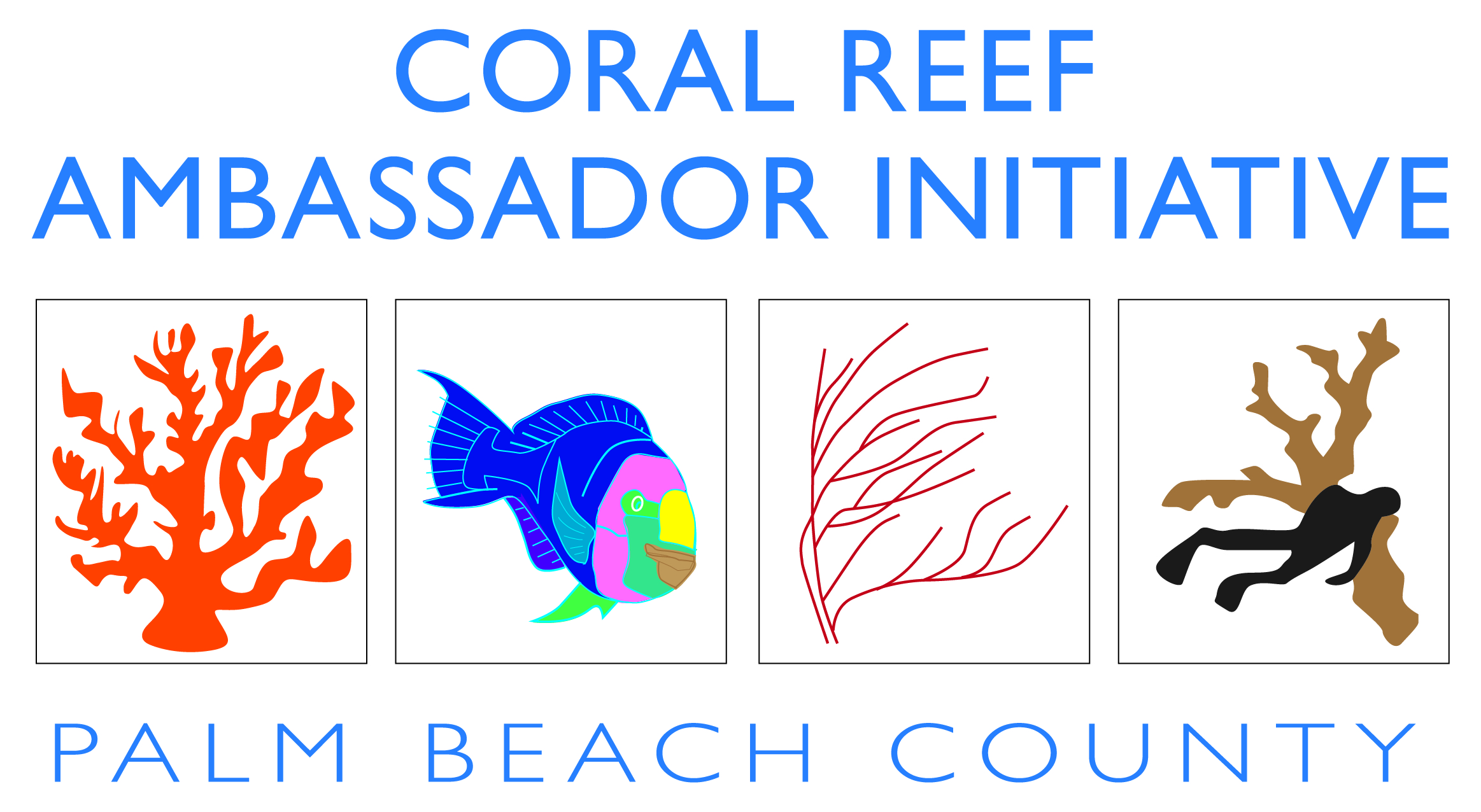 The official logo for the Coral Reef Amabassador Initiative, Miami-Dade County Florida.The official logo for the Coral Reef Ambassador Initiative, Palm Beach County Florida.