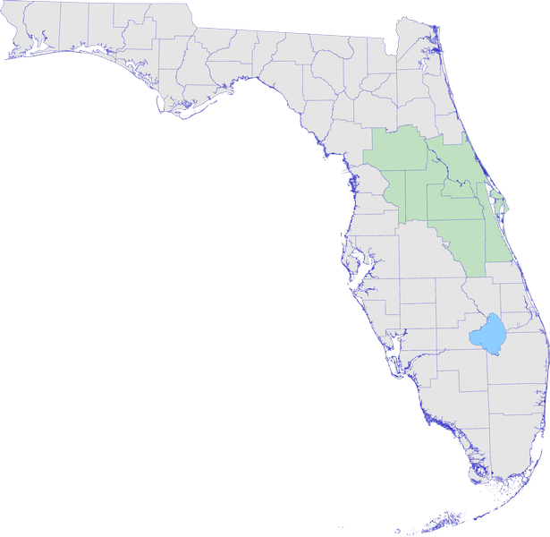 Map of Florida with Central District counties highlighted