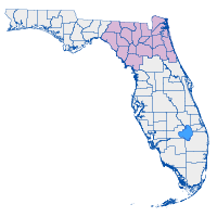 Florida map with Northeast District counties highlighted