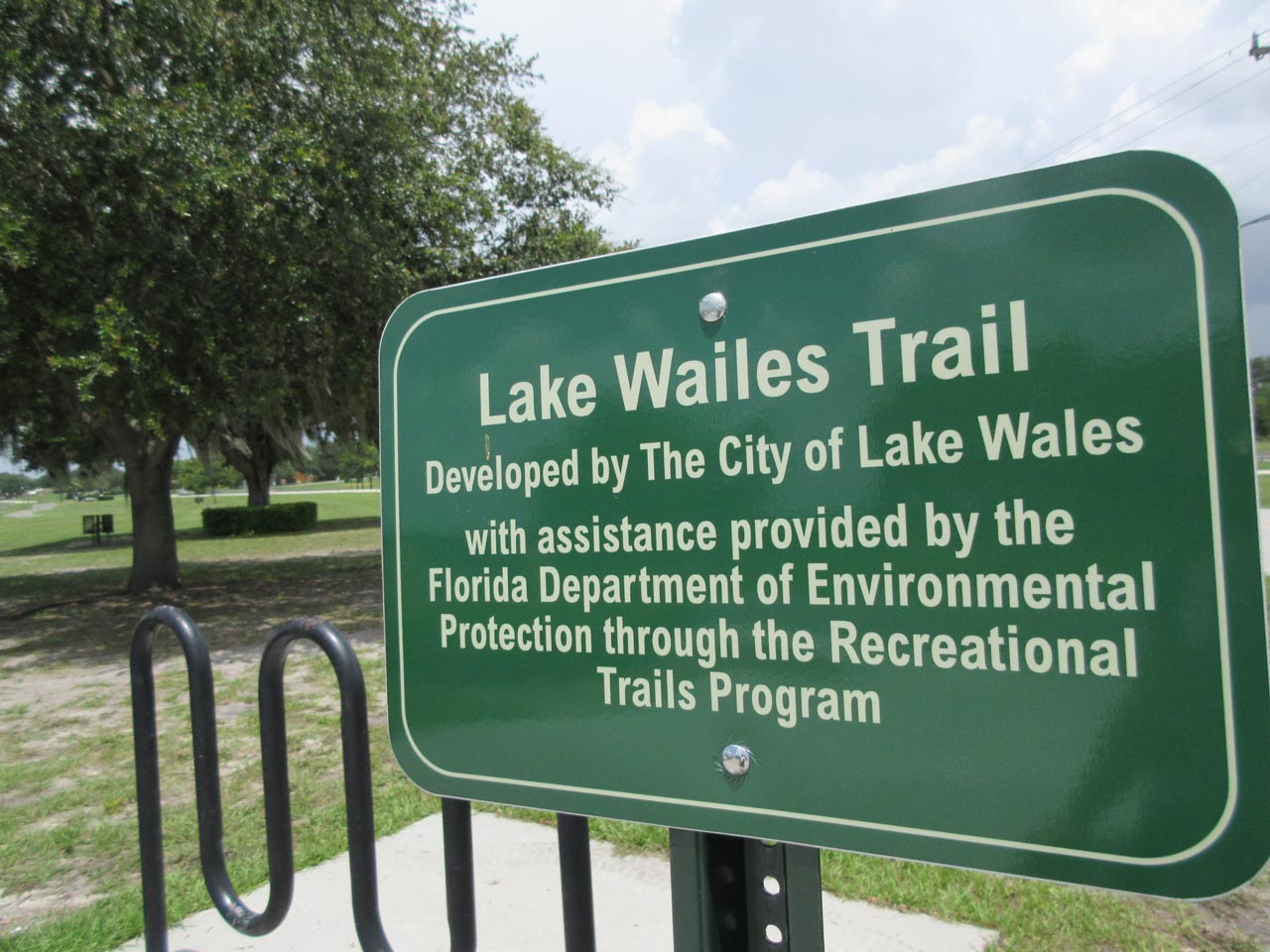 Lake Wailes Trail partnership sign example from the Florida Communities Trust, Recreational Trail Program 