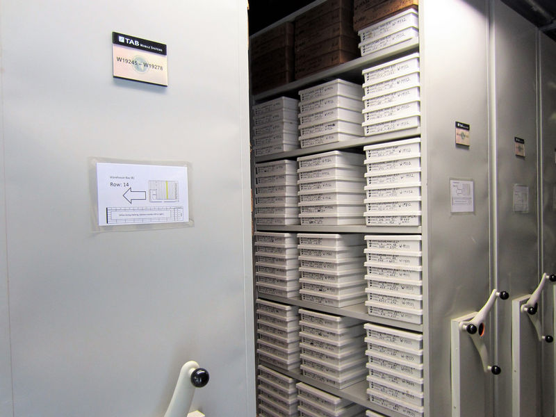 Florida Geological Survey Repository Interior, Rolling Core Shelving in Bay
