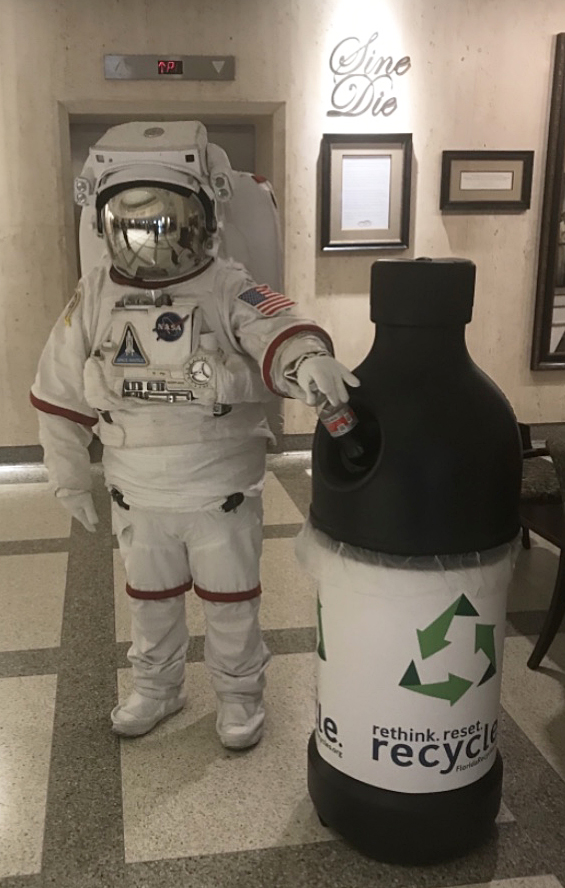Florida Recycling Partnership Astronaut recycling at the Capitol Building in Tallahassee, Florida.
