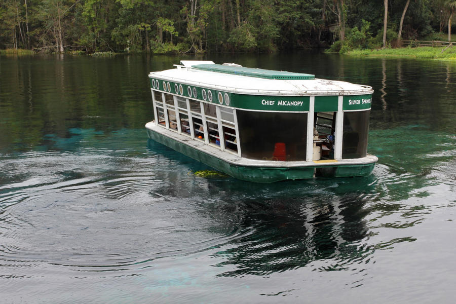 A tour boat going down Silver Springs