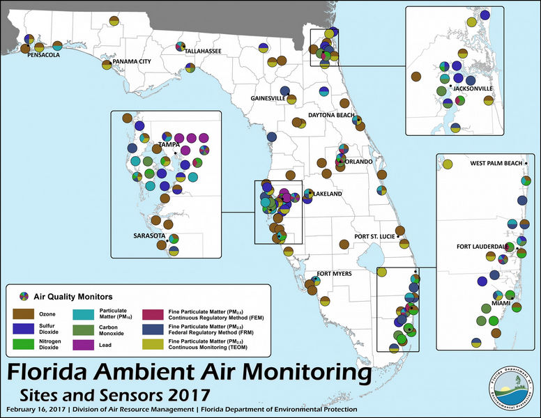 Florida Ambient Air Monitoring Sites and Sensors 2017