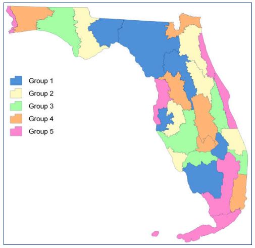 Map of Florida's Basins By Group
