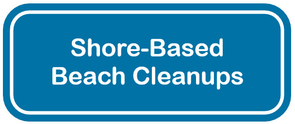 Blue and white web button for shore-based cleanups