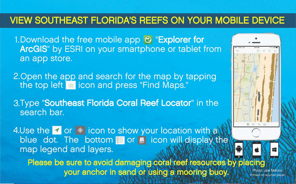 ESRI mobile app to view reefs in southeastern Florida
