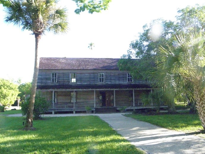 A picture of the Founder's House before a reroof project at Koreshan State Historic Site.
