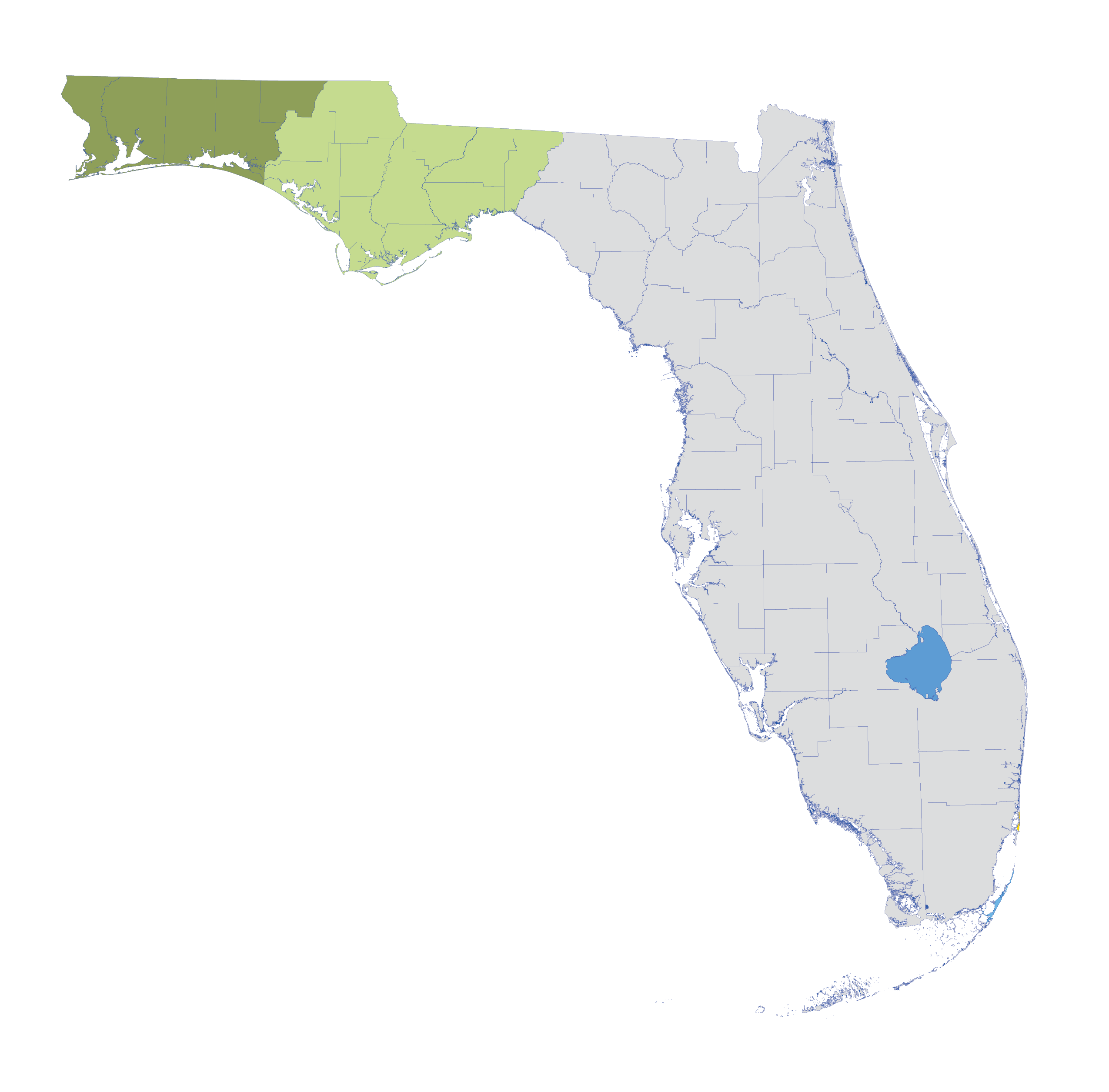 Map of Florida with Northwest counties highlighted