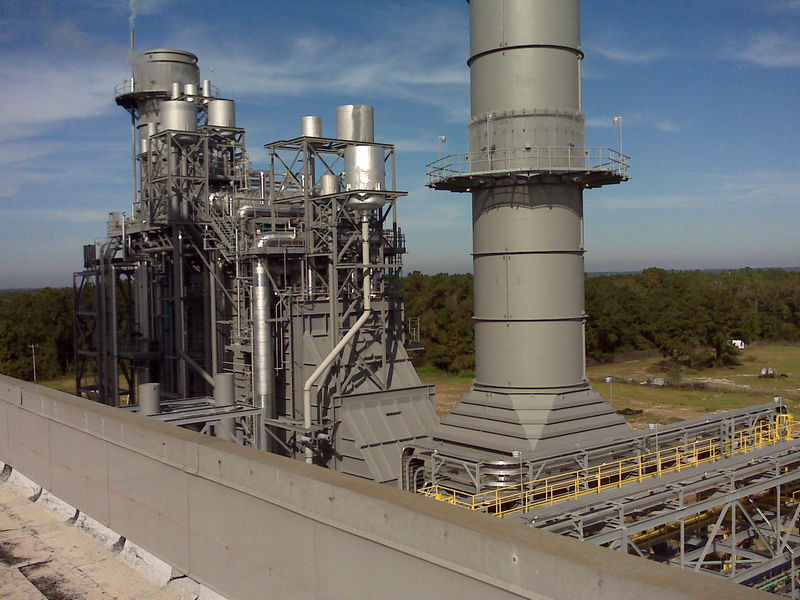 view of Hopkin plant stack and heat recovery steam generator