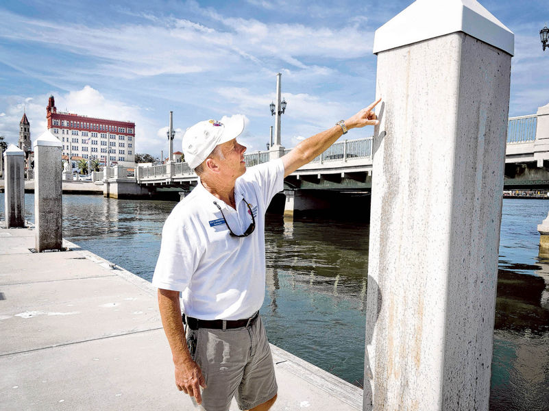 Sam Adukiewicz explains "resilient practices" at the St. Augustine Municipal Marina Breakwater Dock.