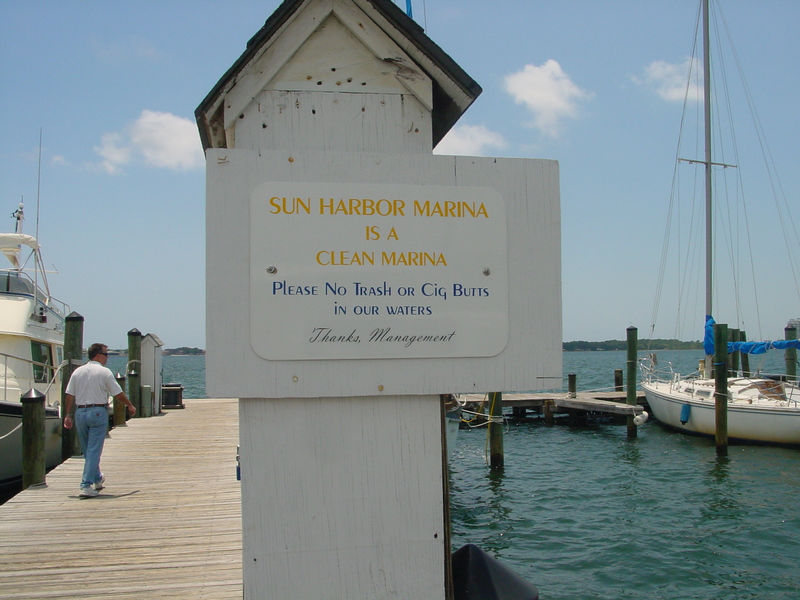 Clean Marina sign at Sun Harbor Marina