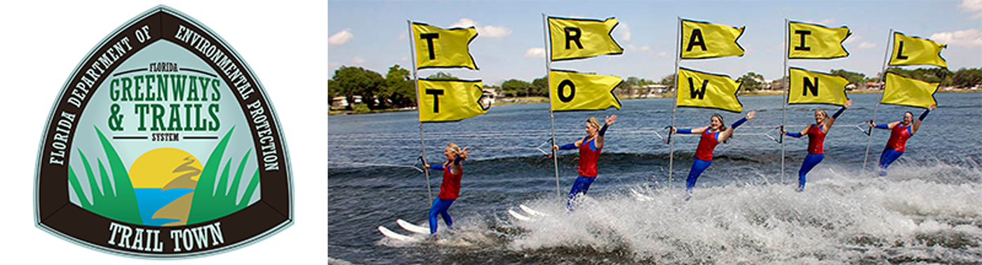 Trail Town Sign and Waterskiers