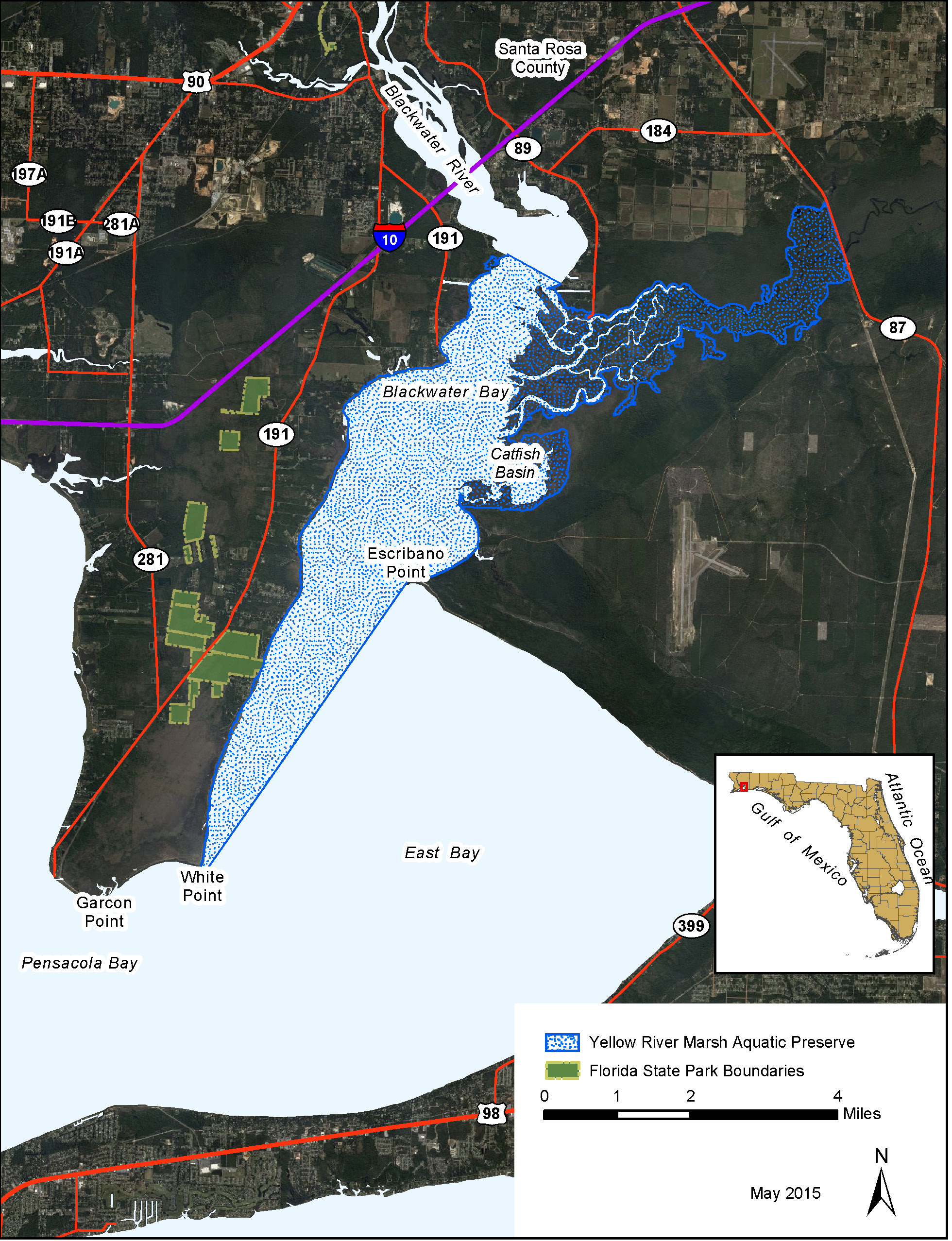 Yellow River Marsh Aquatic Preserve map