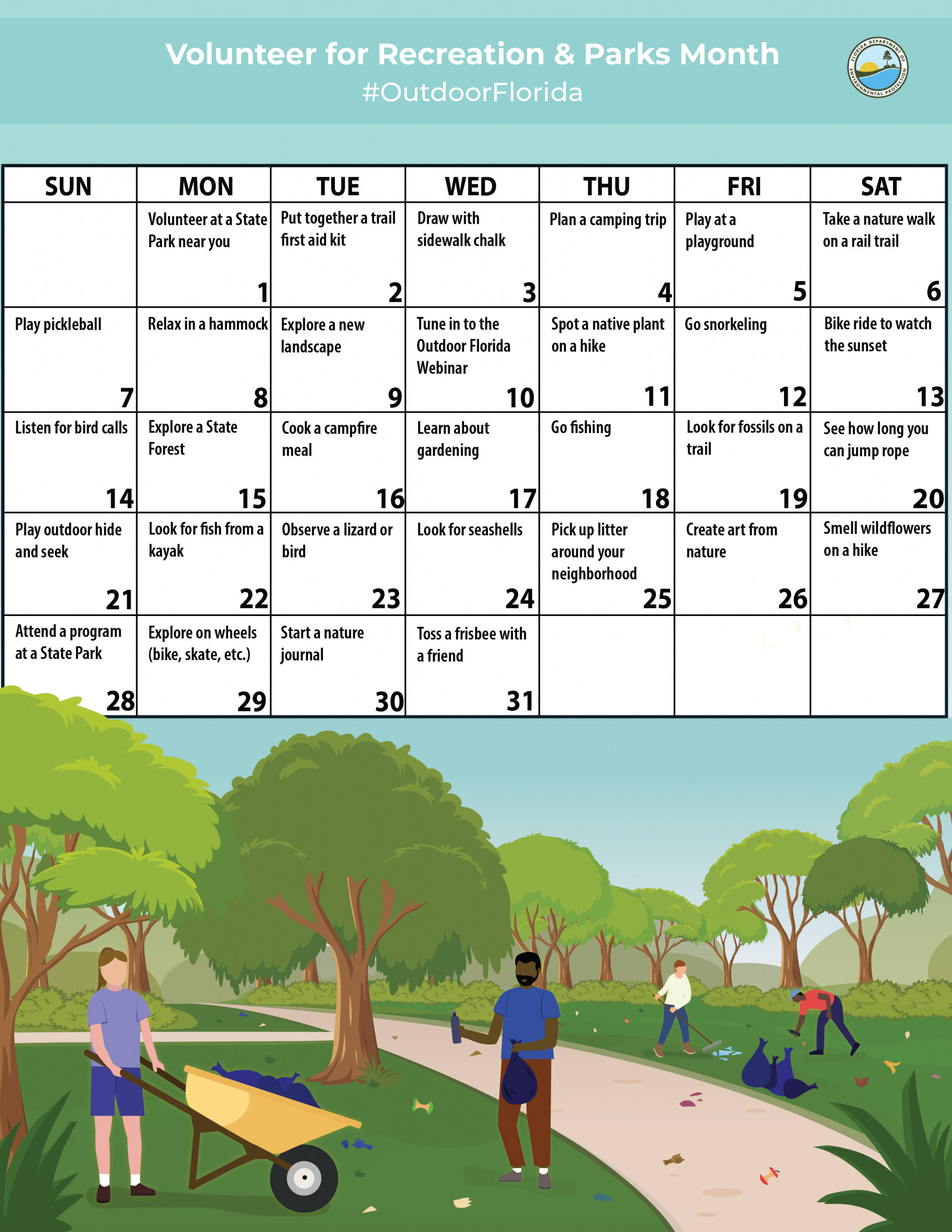 July 2024 activity month calendar