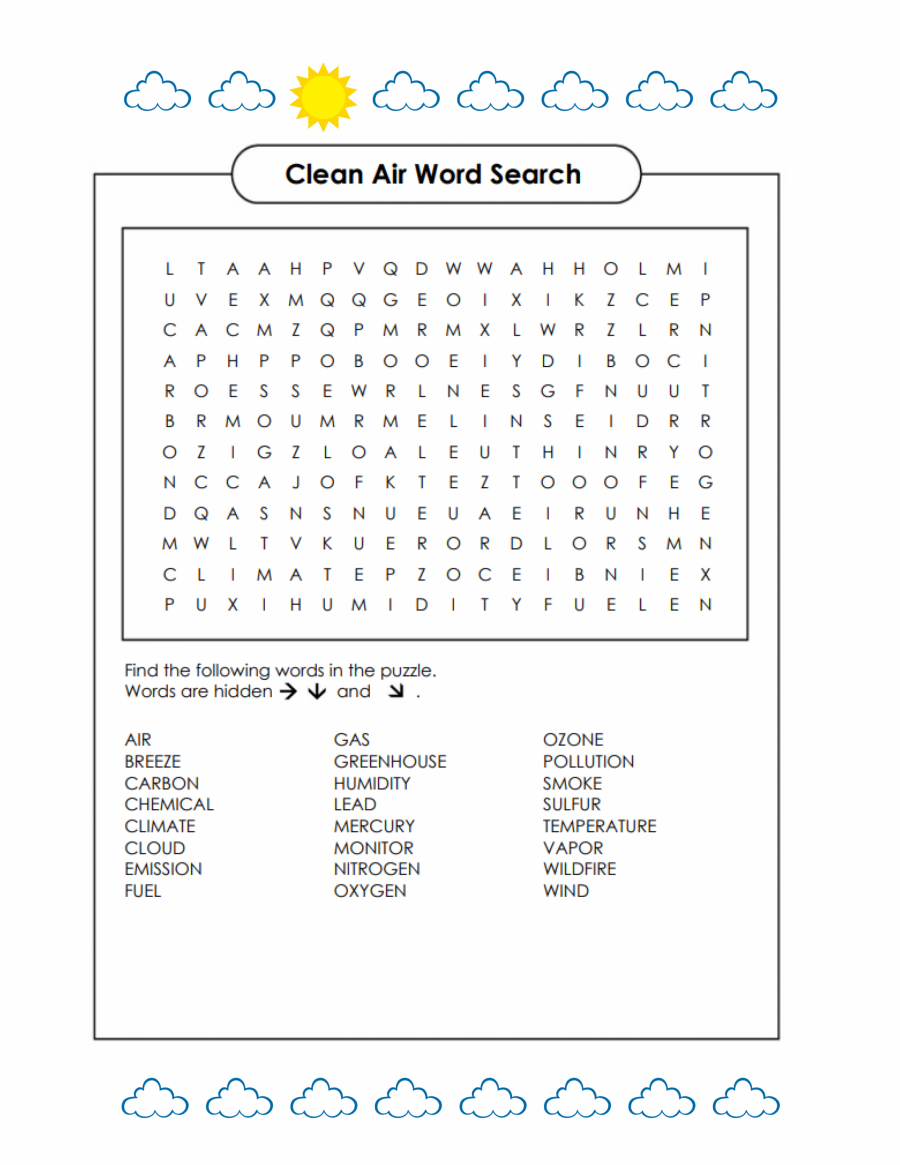 Clean Air Word Search Activity