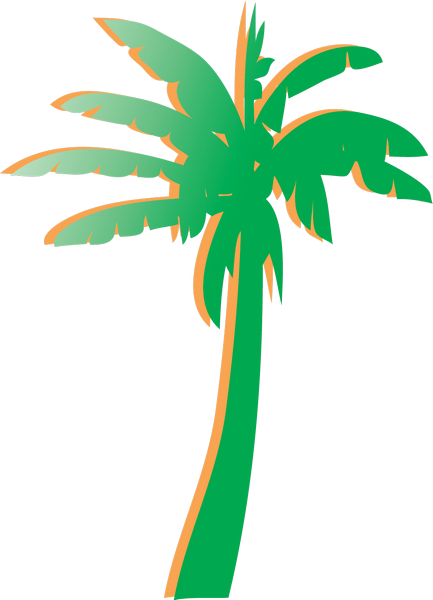 Orange and green palm tree used to identify Green Lodges in Florida.