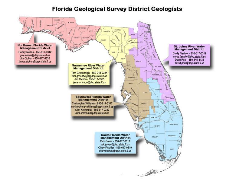 Florida Geological Survey Water Management District Geologist Map Graphic
