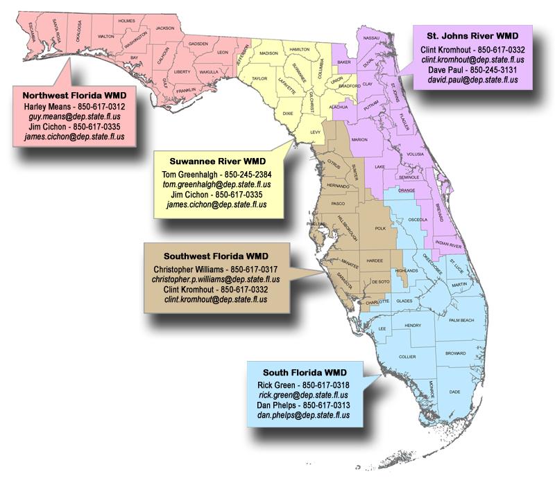 Florida Geological Survey Water Management District Geologist Map