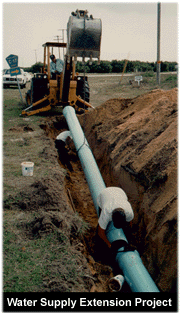 Installation of a drinking water line supply.