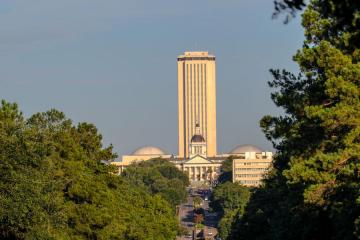 Looking westward at the Florida capitol building in Tallahassee, Florida.