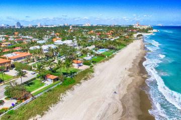 Water color of Palm Beach, aerial view of Florida