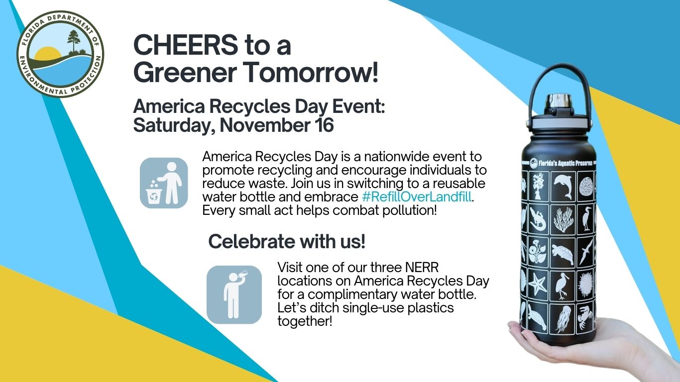 America Recycles Day poster for NERRs locations aquatic preserves November 16