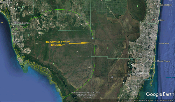 Big Cypress Swamp Boundary Photo is screen capture from Google Earth.