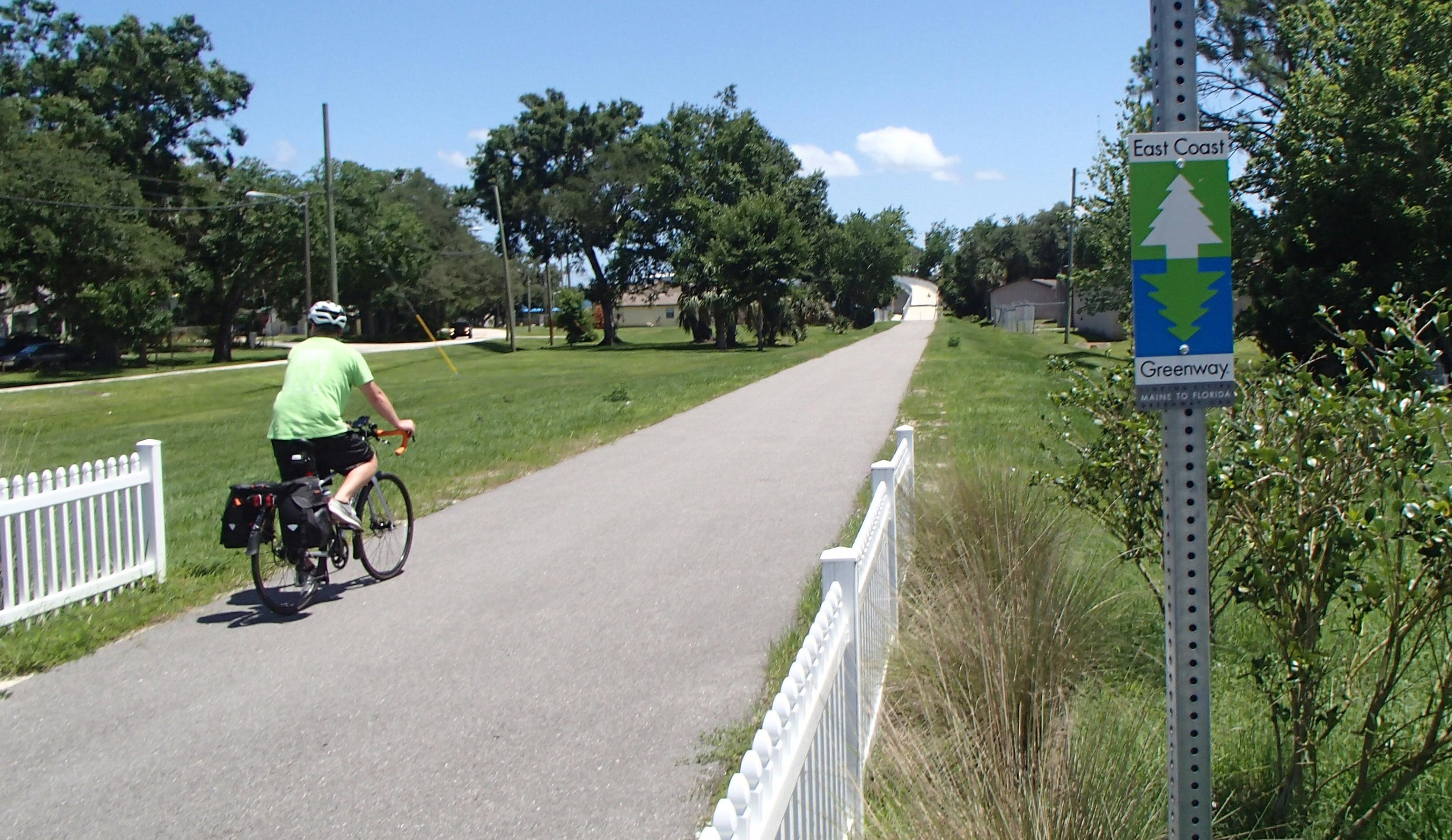 East Coast Greenway rider in Titusville, by Doug Alderson, OGT