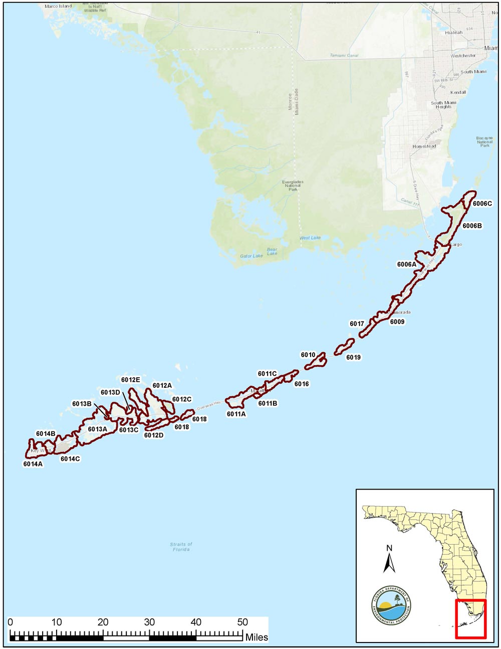 Map of WBID boundaries included in the Florida Keys alternative restoration plan