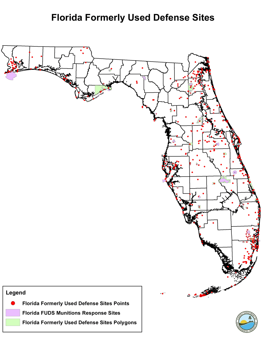 Map of Formerly Used Defense Sites in Florida