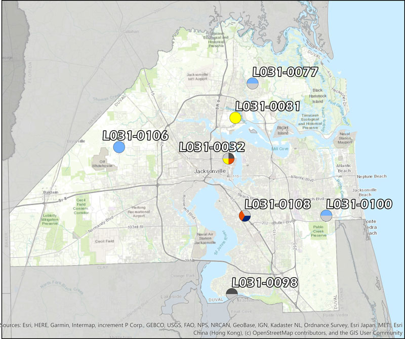Duval County Ambient Monitoring Network consisting of ten ambient monitoring sites