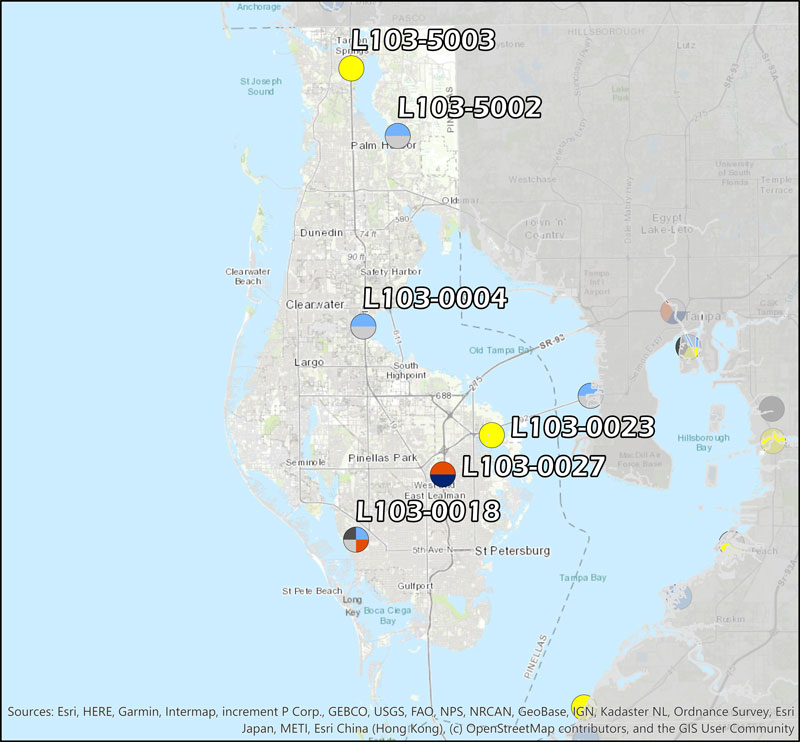 Pinellas County Ambient Monitoring Network consisting of six ambient monitoring sites
