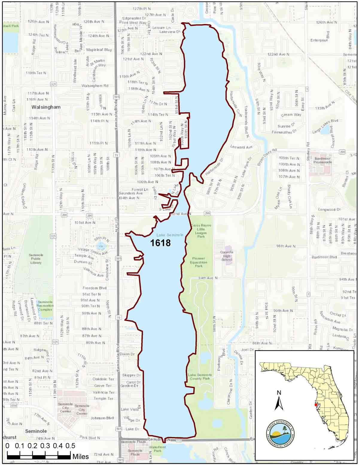Map of WBID boundaries included in the Lake Seminole alternative restoration plan