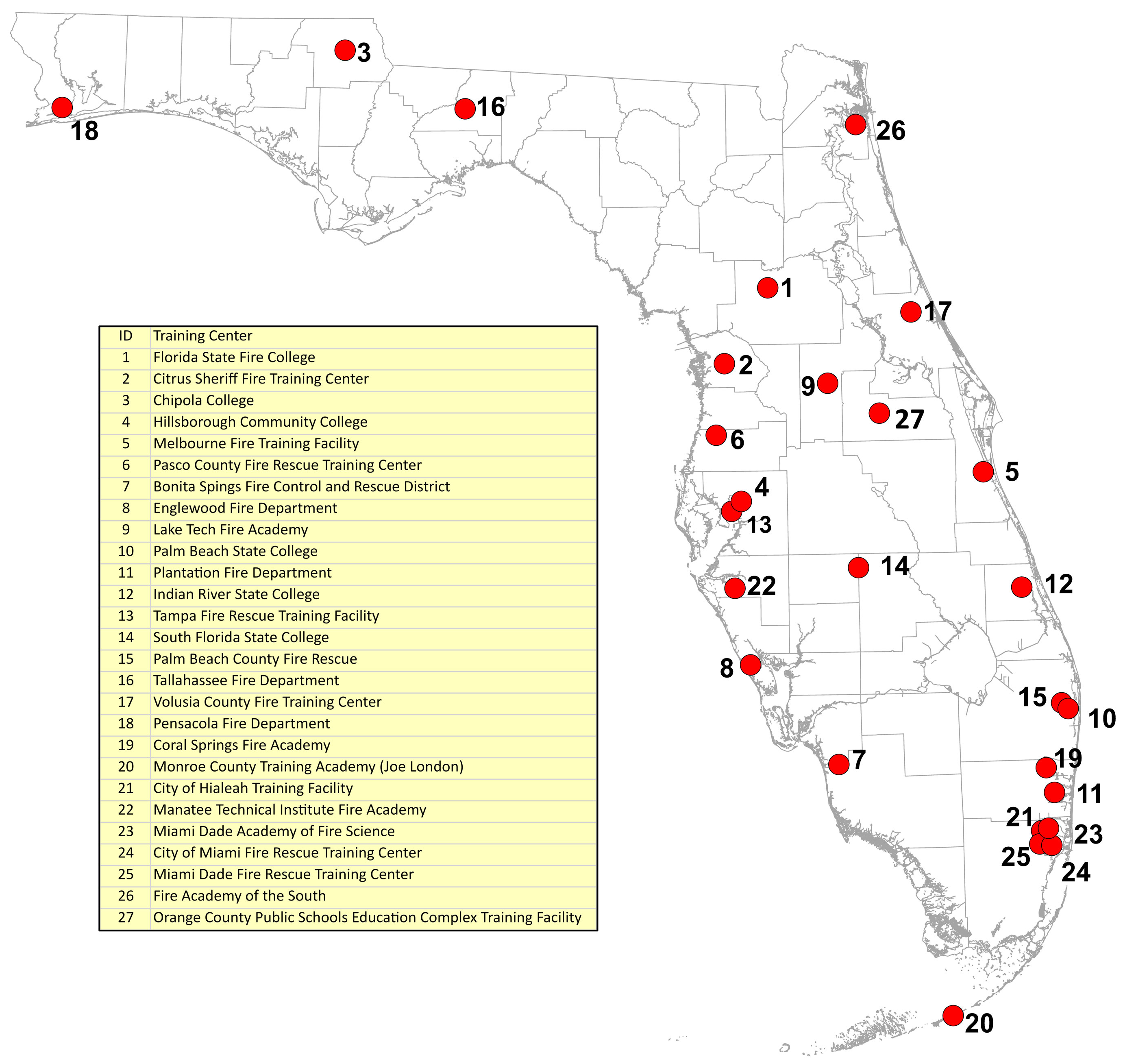 In-House-Graphic-Map_Florida_Fire_Training_Facilities_Rev_25May23