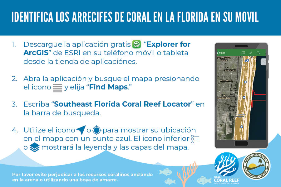 Southeast Florida Coral Reef Locator Mobile Map Access Instructions - updated August 2019 - Spanish