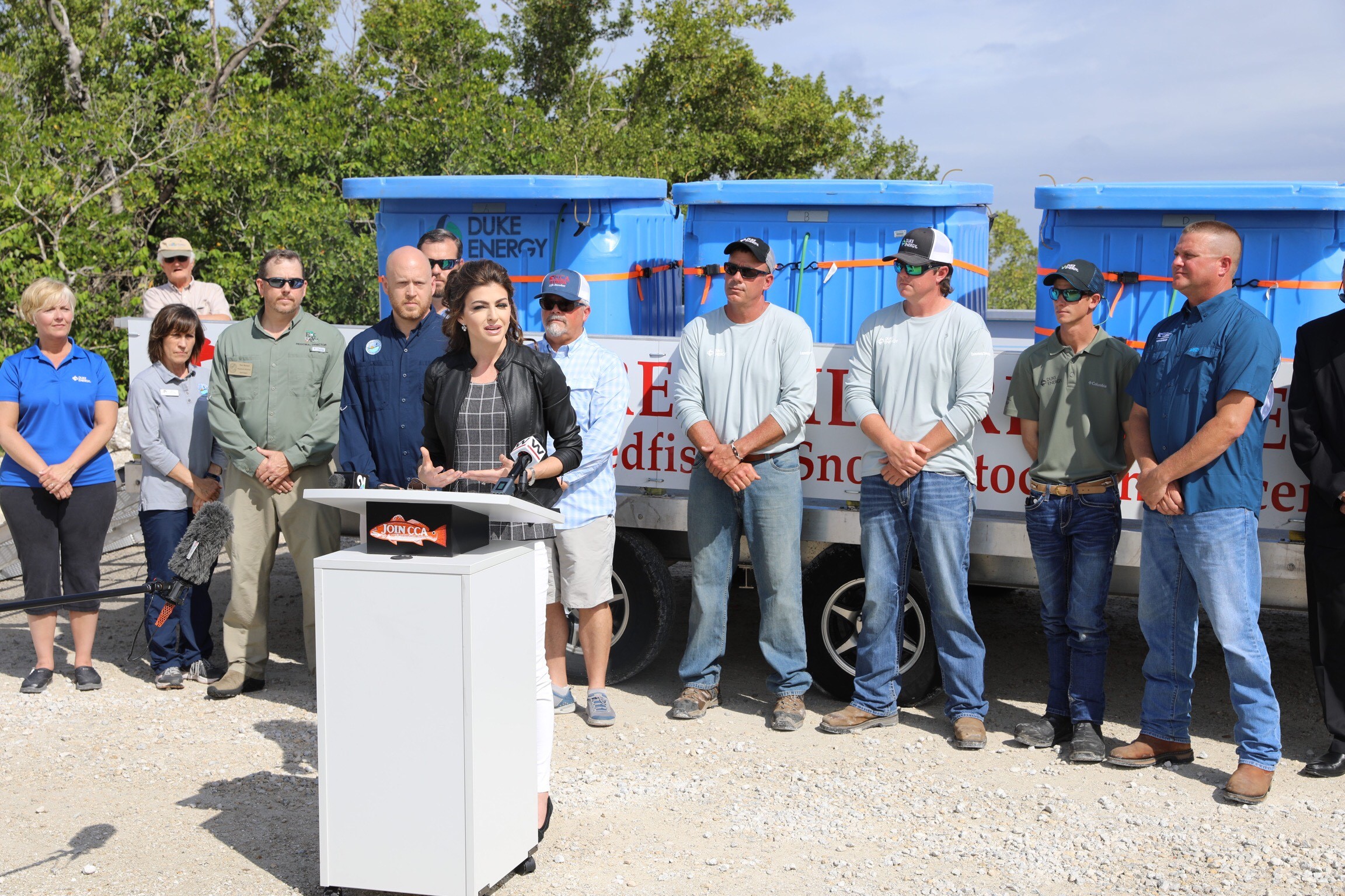 First Lady Casey DeSantis Joins DEP, FWC, CCA and Duke Energy for Red Tide Recovery Redfish Release