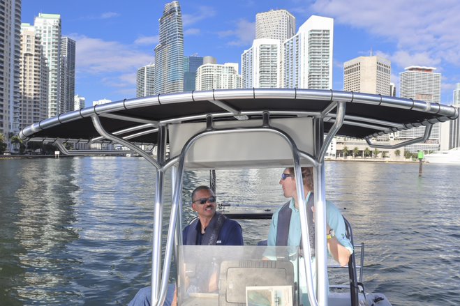 Secretary in South Florida, boat tour of bay
