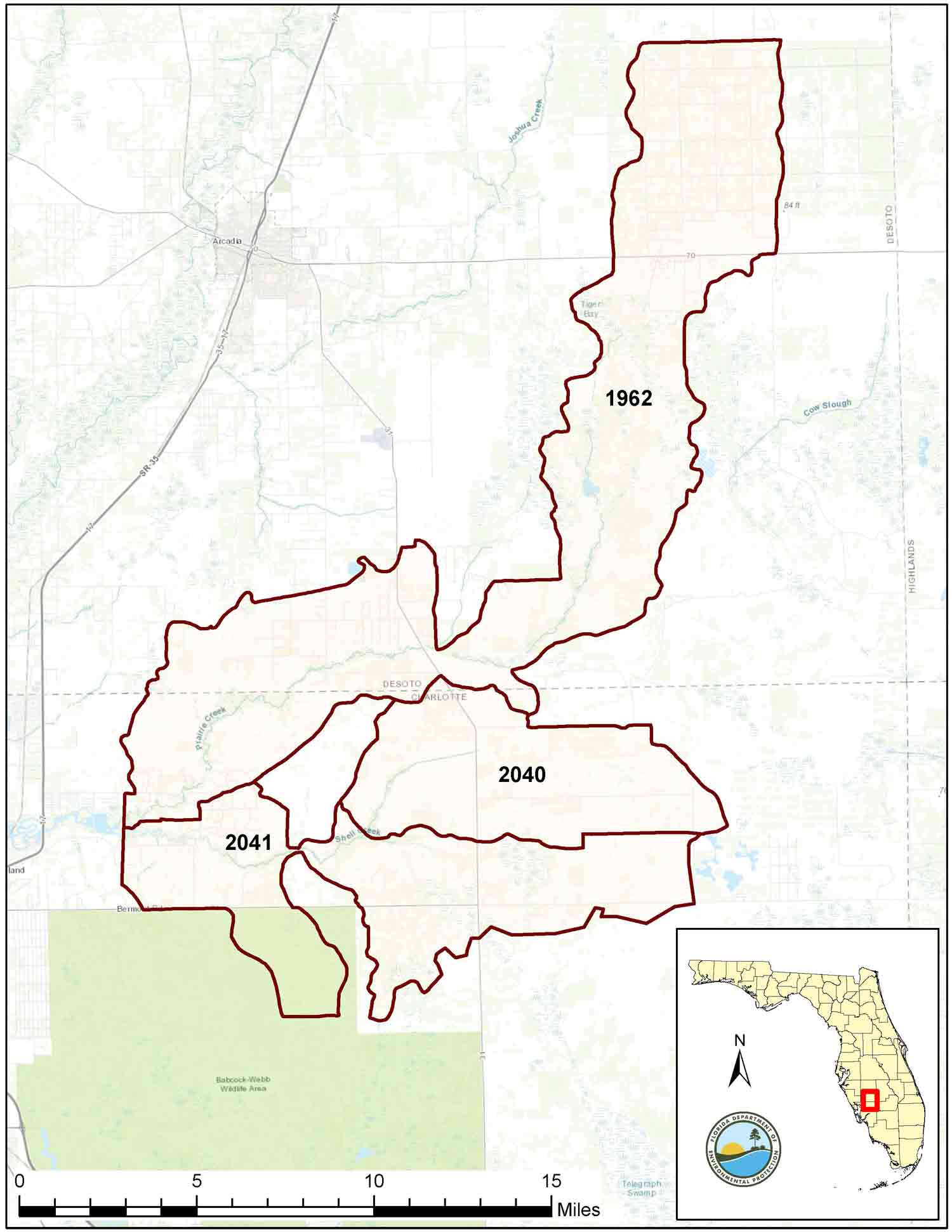 Map of WBID boundaries included in the Shell Prairie and Joshua Creek alternative restoration plans