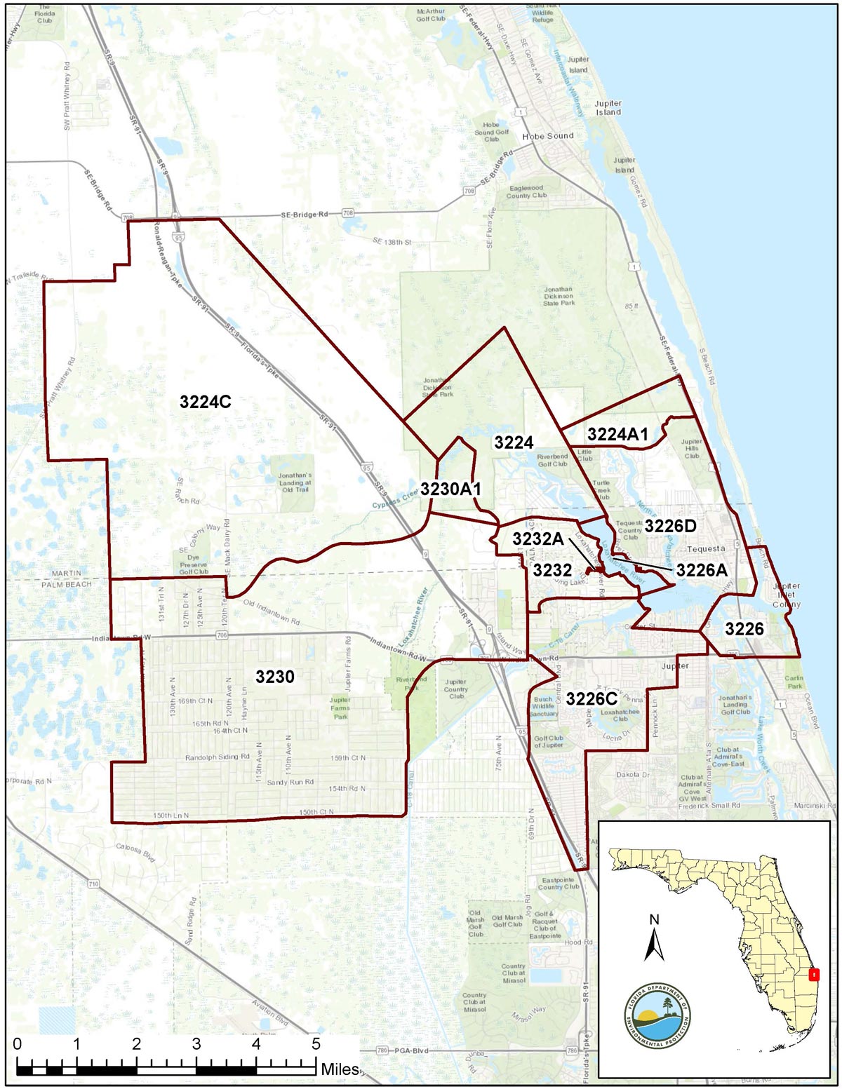 Map of WBID boundaries included in the St. Lucie and Loxahatchee alternative restoration plan under development.