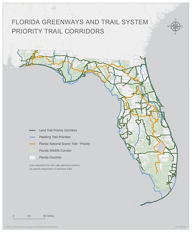 Statewide priority trail corridors map