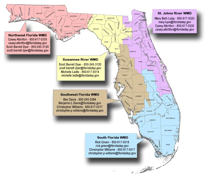 Florida Geological Survey Water Management District Geologist Map Graphic