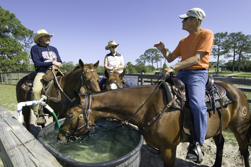 horseback-riders-at-water-bucket-on-Cross-FL--Greenway,-John-Moran