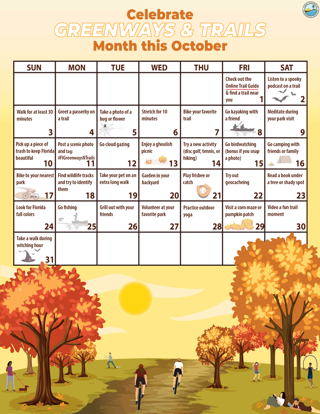 Celebrate Greenways and Trails Month Calendar this October