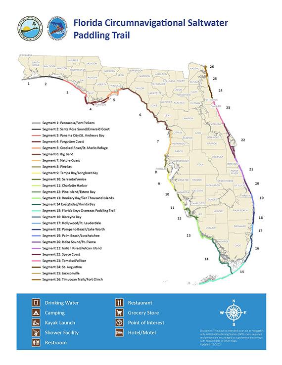 Map of FL Circumnavigational Saltwater Paddling Trail