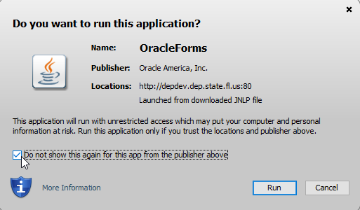 OracleForms pop up
